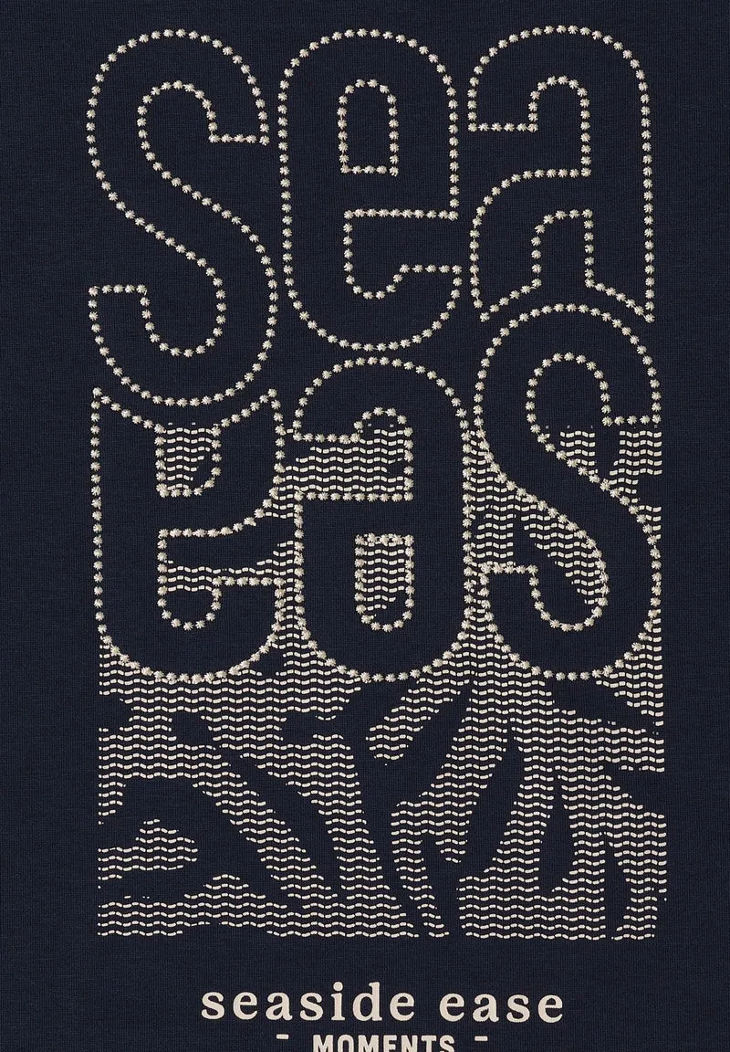 TOS Sea FP Embroidery T-shirt, universal blue