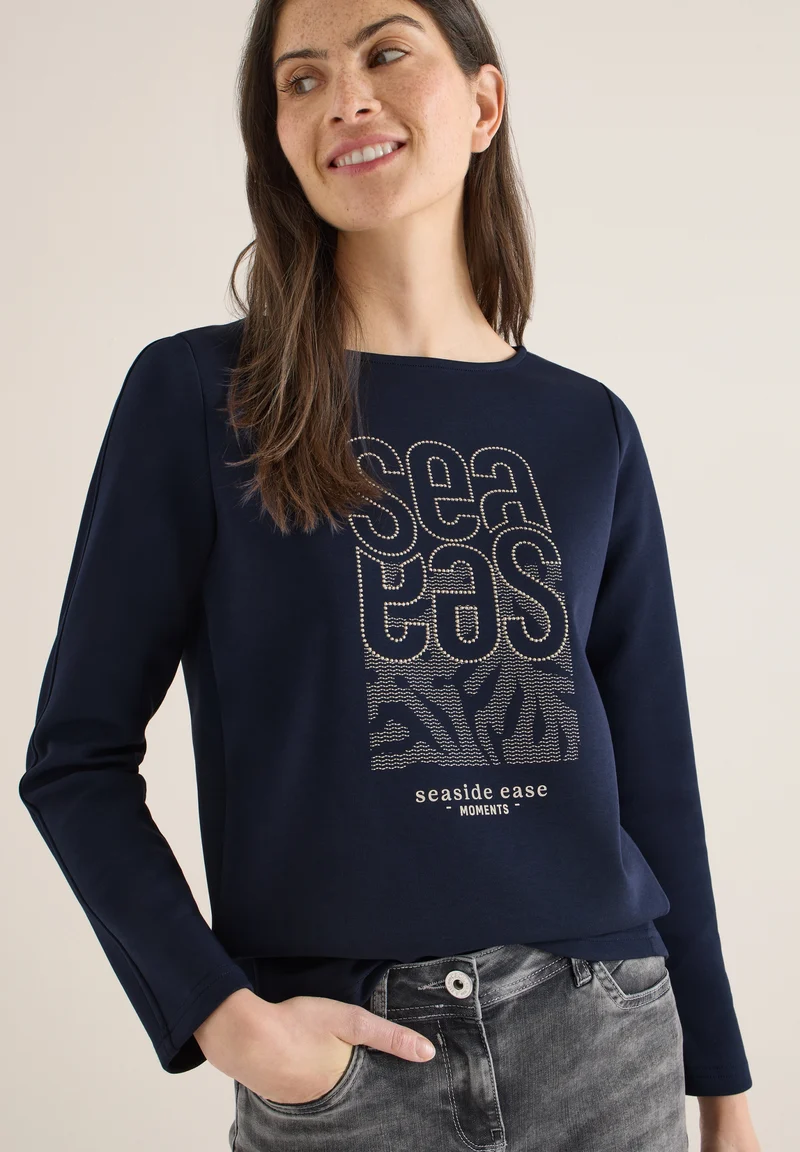 TOS Sea FP Embroidery T-shirt, universal blue