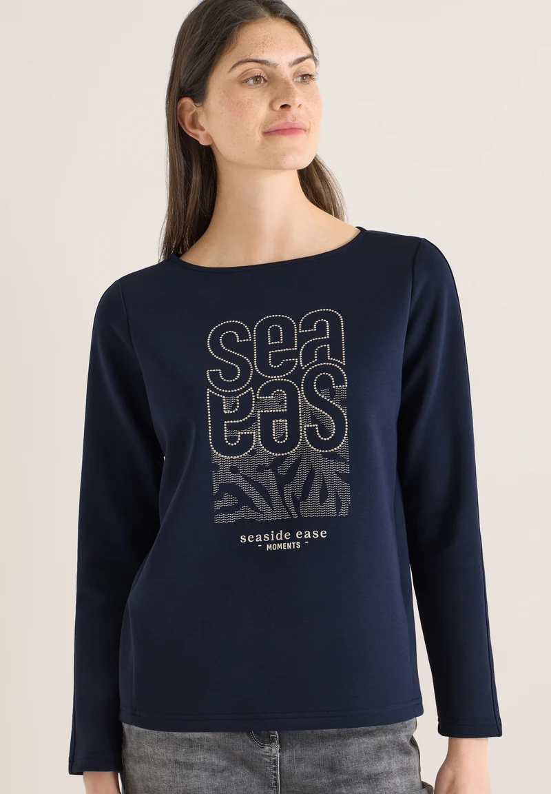 TOS Sea FP Embroidery T-shirt, universal blue