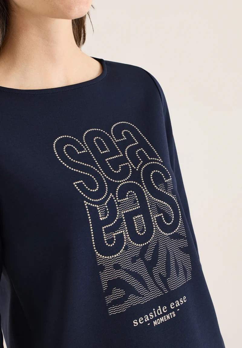 TOS Sea FP Embroidery T-shirt, universal blue