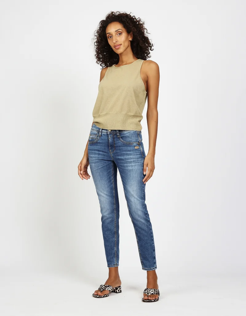 94AMELIE CROPPED, solid midblue