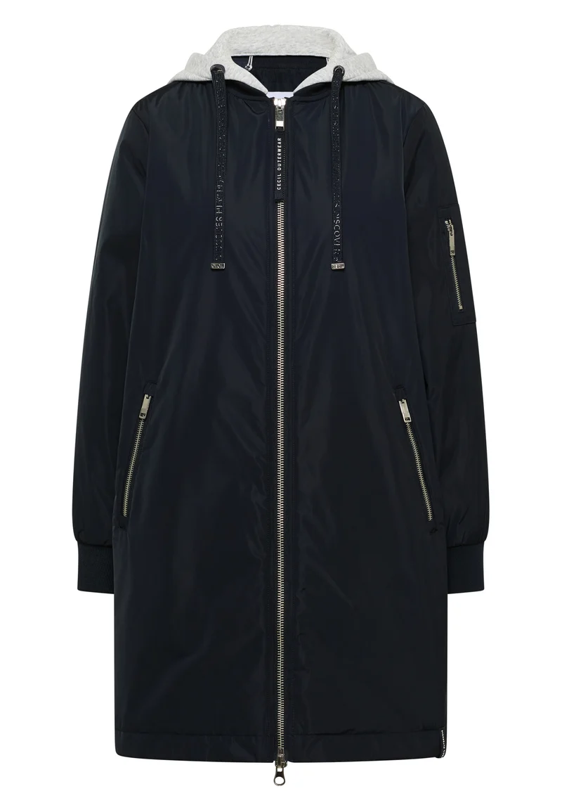 Long Blouson with sweat hood, blue navy