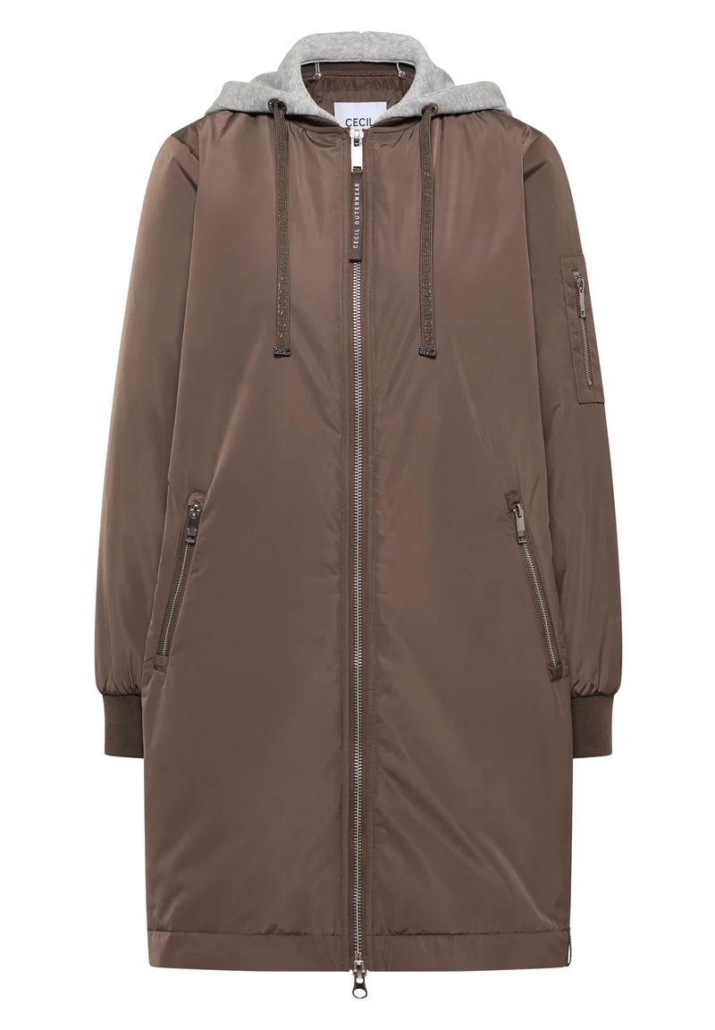 Long Blouson with sweat hood, mocha taupe