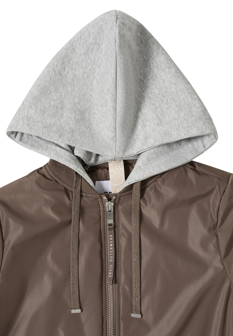 Long Blouson with sweat hood, mocha taupe