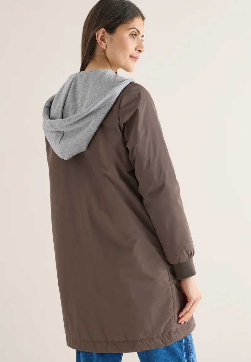 Long Blouson with sweat hood, mocha taupe