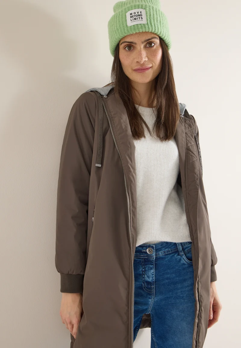 Long Blouson with sweat hood, mocha taupe
