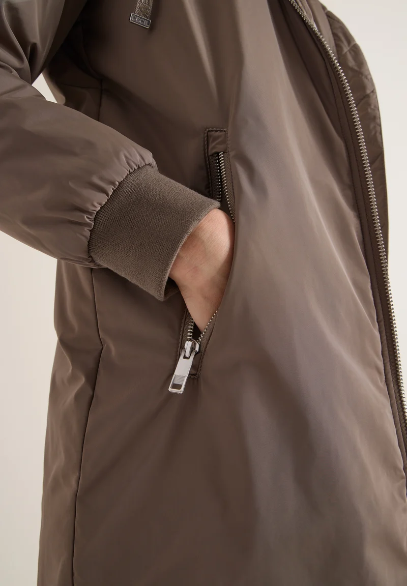 Long Blouson with sweat hood, mocha taupe