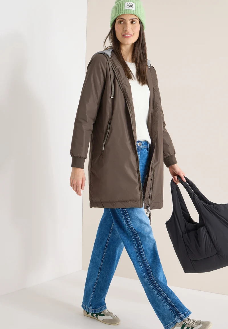 Long Blouson with sweat hood, mocha taupe