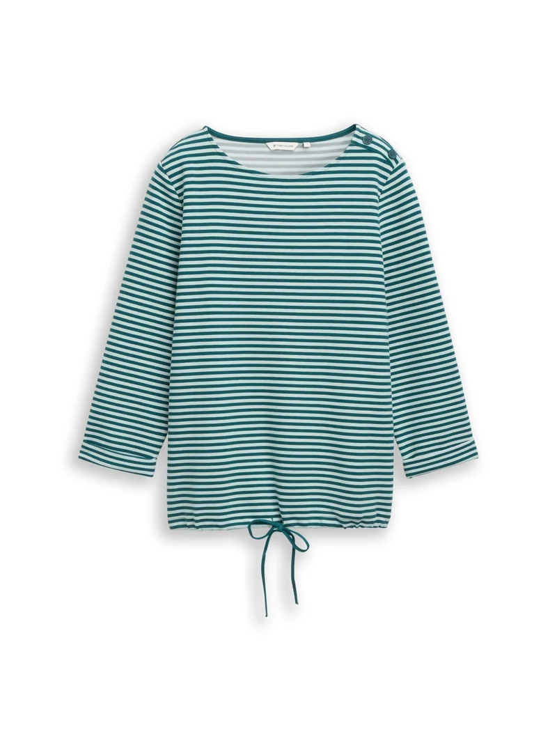 T-shirt structured, mint green regular stripe