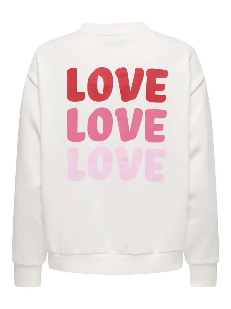 JDYNANNA LIFE L/S TEXT SWEAT JRS DI, Cloud Dancer/LOVE