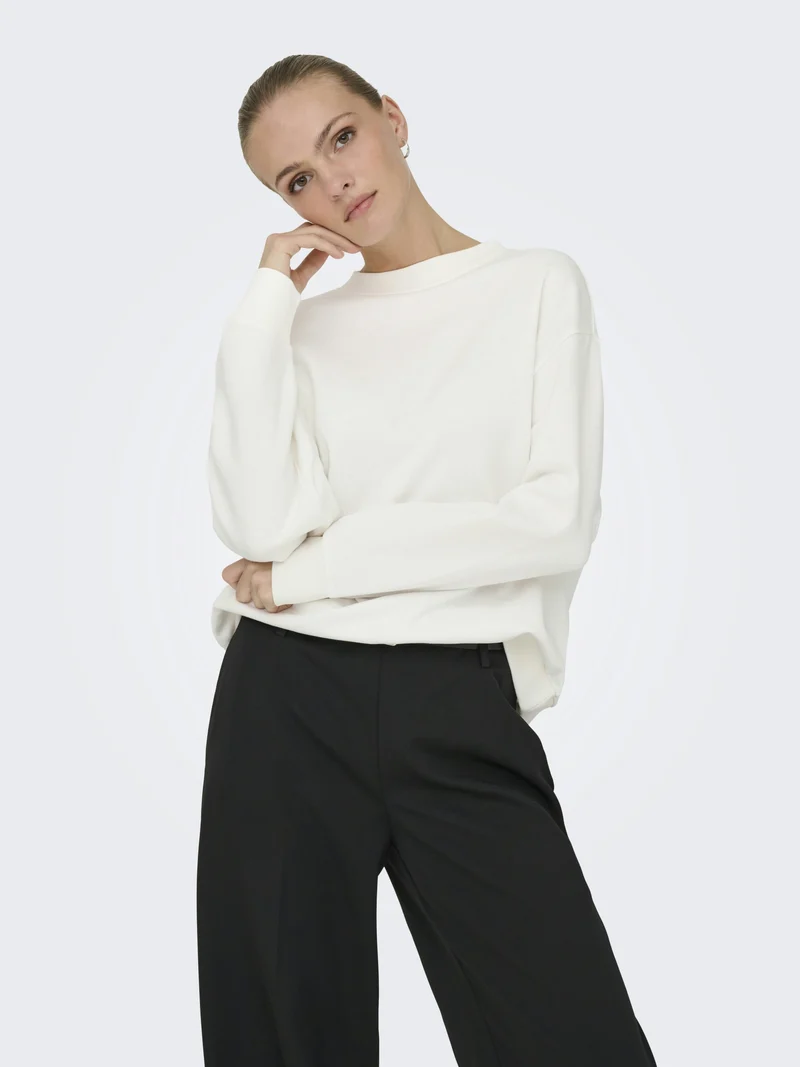 JDYNANNA LIFE L/S TEXT SWEAT JRS DI, Cloud Dancer/LOVE