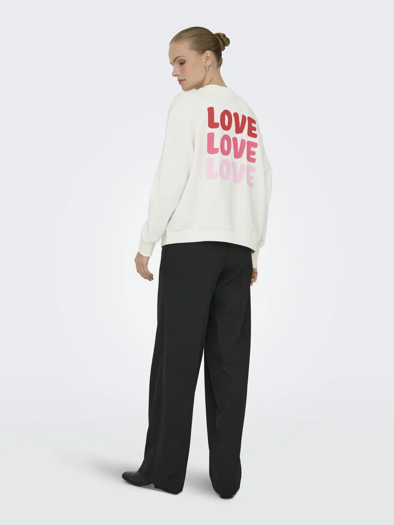 JDYNANNA LIFE L/S TEXT SWEAT JRS DI, Cloud Dancer/LOVE