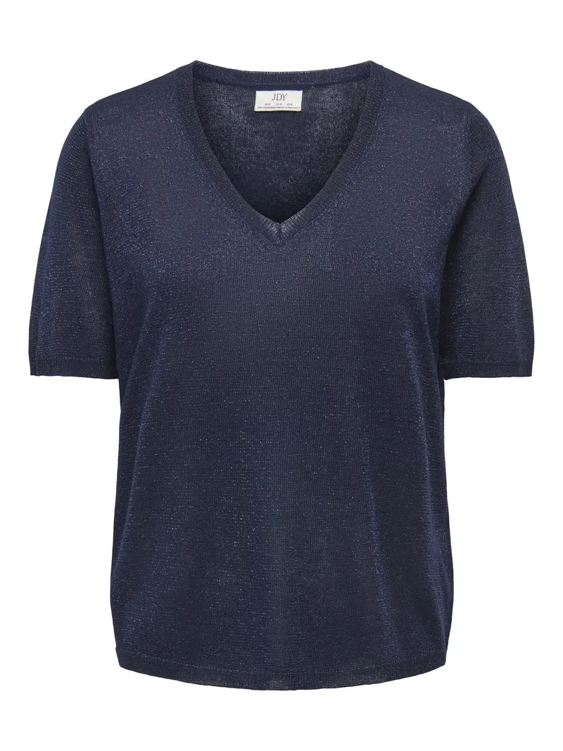 JDYBODILLA S/S VN GLITTER PULLOVER, Black Iris/W. DTM LUREX