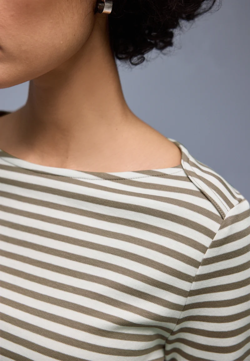 LTD QR u-boat yds stripe shirt, light terra mocha
