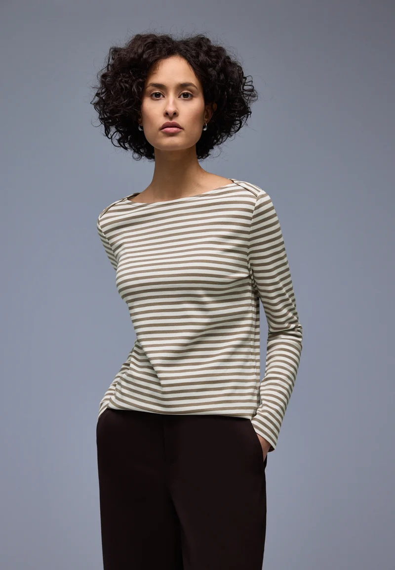 LTD QR u-boat yds stripe shirt, light terra mocha