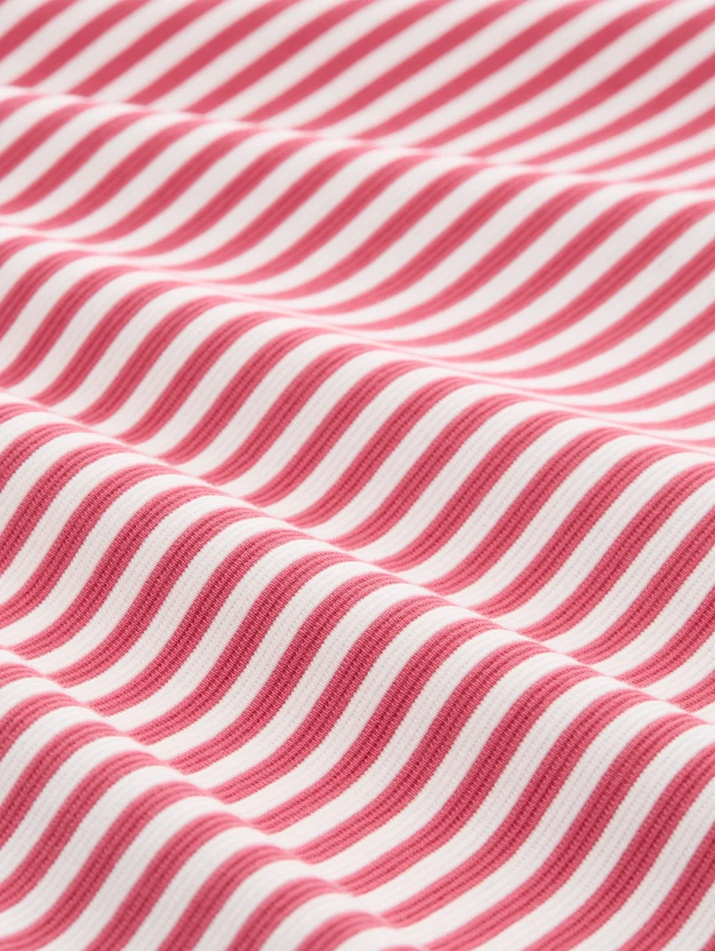 T-shirt structured, pink offwhite regular stripe