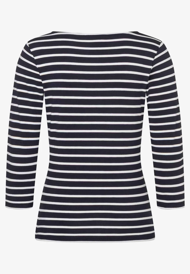 Striped Shirt, 3/4 Sleeve, marine offwhite irregular stripe je