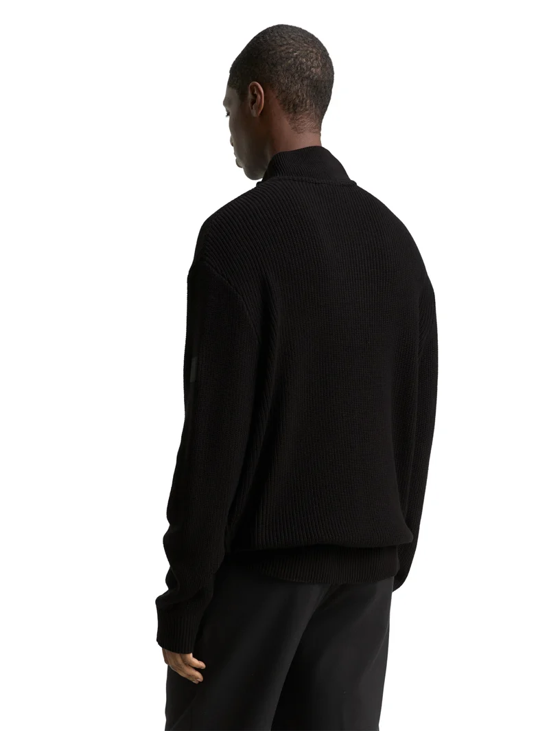 relaxed knit troyer, Black