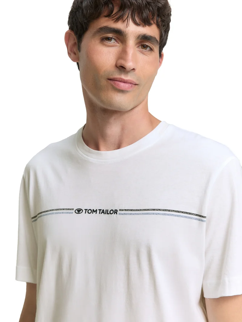 printed crewneck t-shirt, White