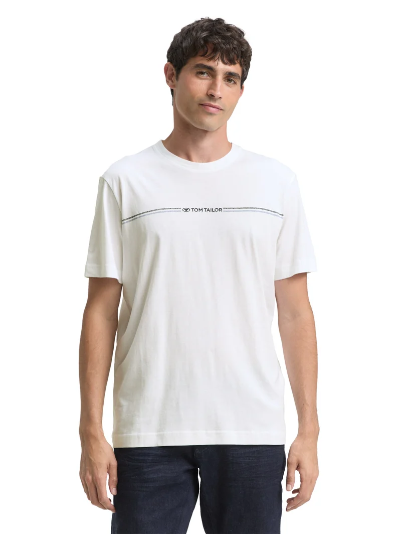 printed crewneck t-shirt, White