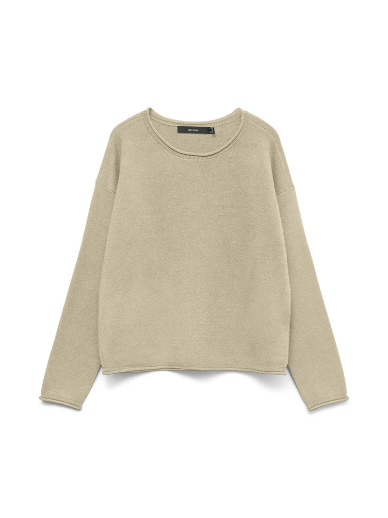 VMSABA ROLL LS O-NECK PULLOVER GA N, Abbey Stone/W. MELANGE