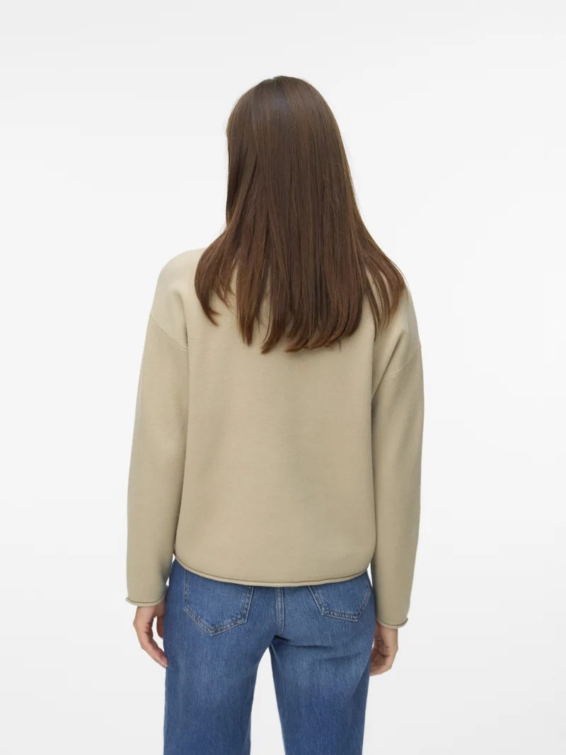 VMSABA ROLL LS O-NECK PULLOVER GA N, Abbey Stone/W. MELANGE