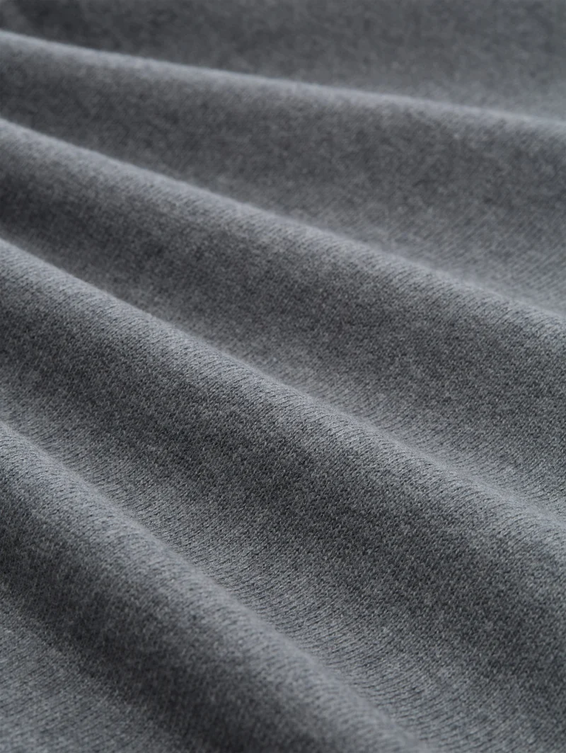cotton cashmere crewneck knit, classic dark grey melange