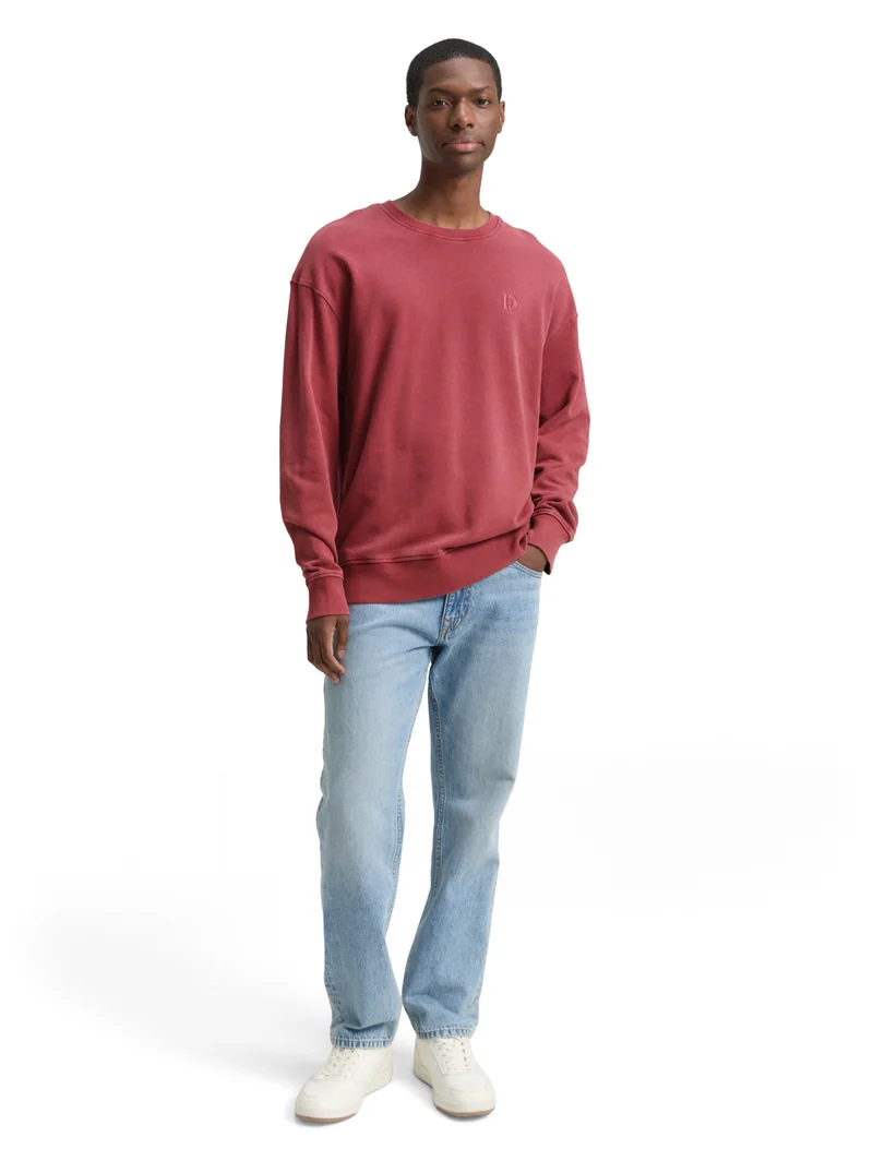 relaxed overdyed sweat with em, burnt russet