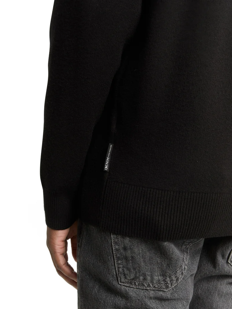 basic knitted bomber jacket, Black