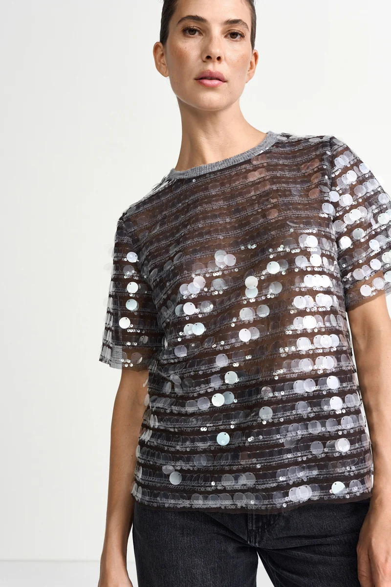 Sequin Shirt, grey melangé