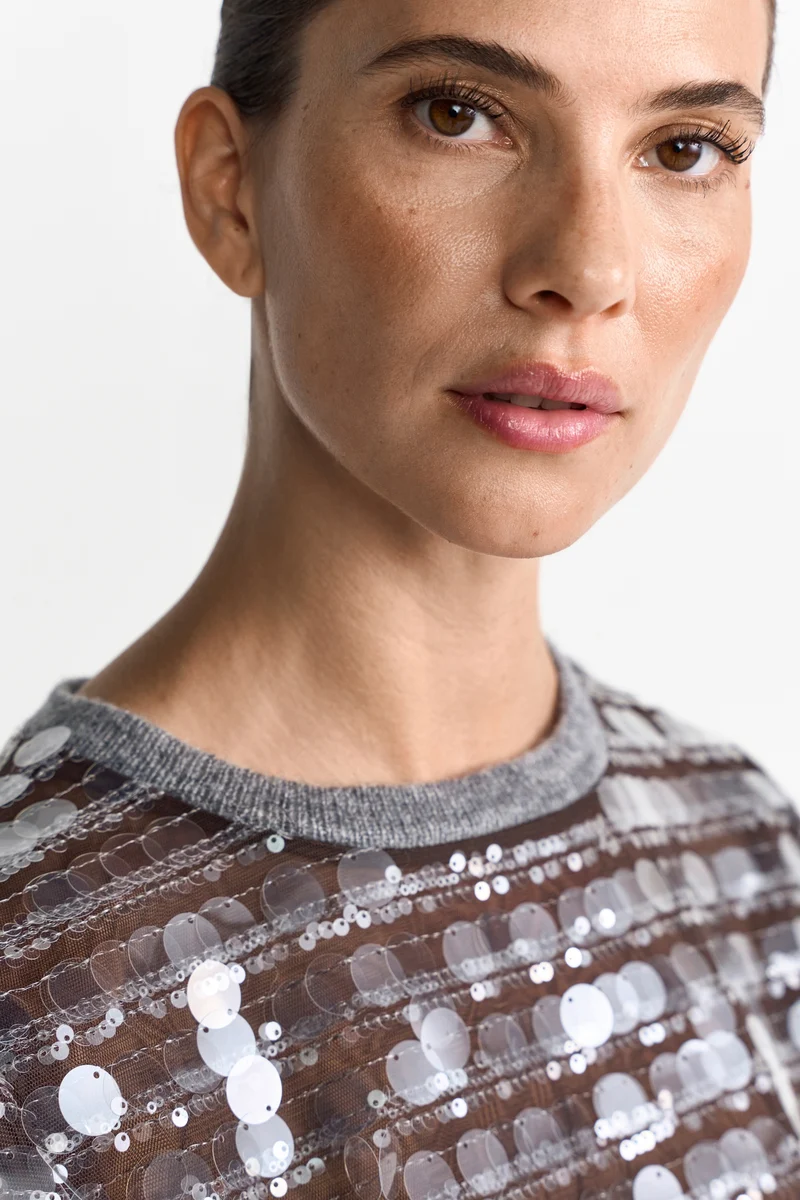 Sequin Shirt, grey melangé