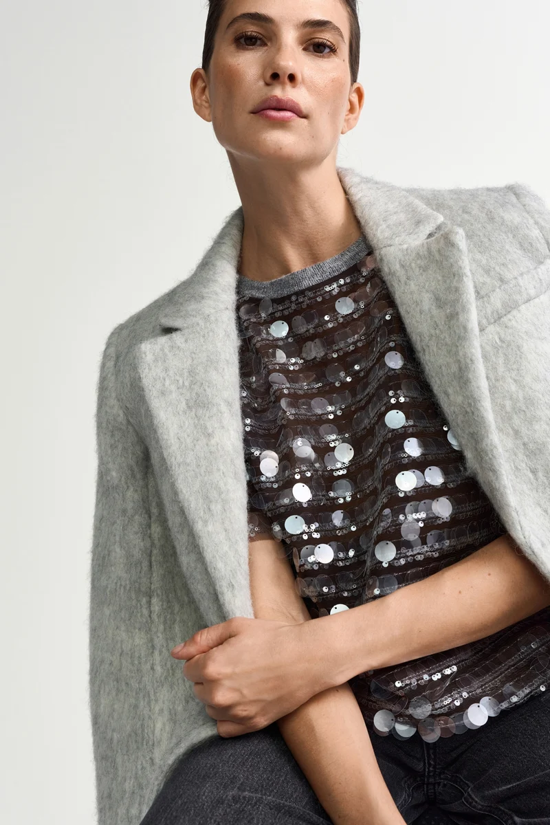 Sequin Shirt, grey melangé