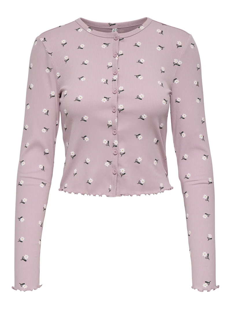 ONLINA L/S CARDIGAN JRS, Keepsake Lilac/Days flower