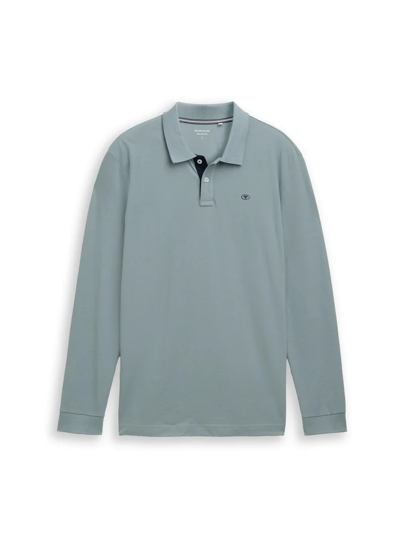 basic polo with contrast, grey mint