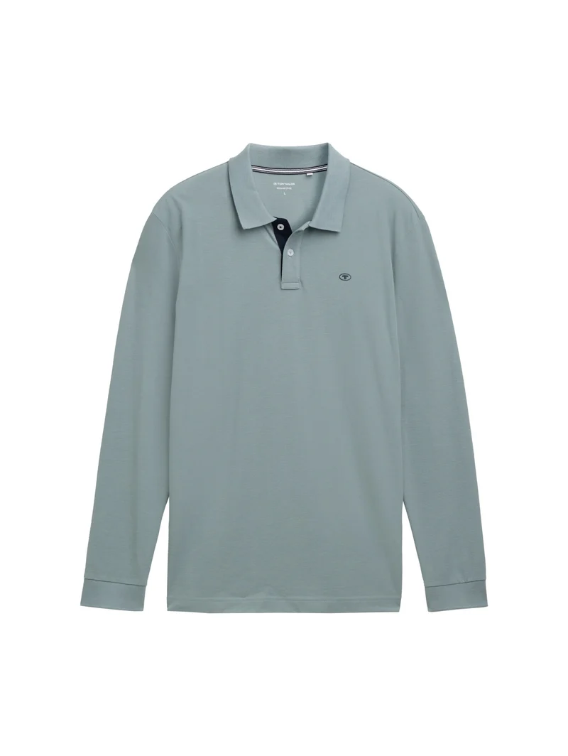 basic polo with contrast, grey mint