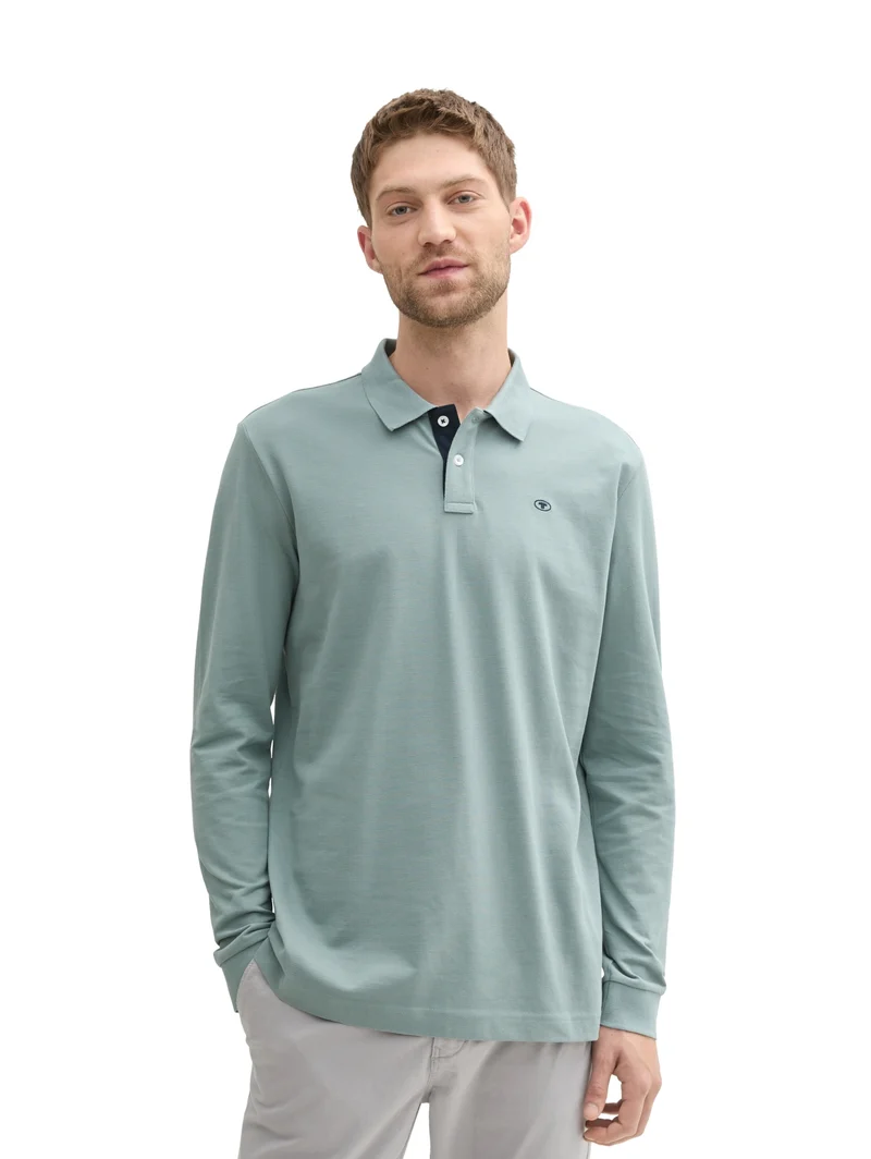 basic polo with contrast, grey mint
