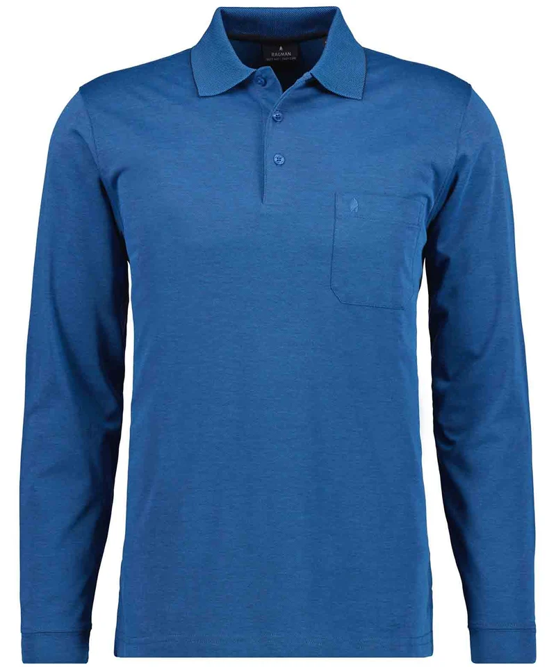 Polo soft knit LS, BLAU