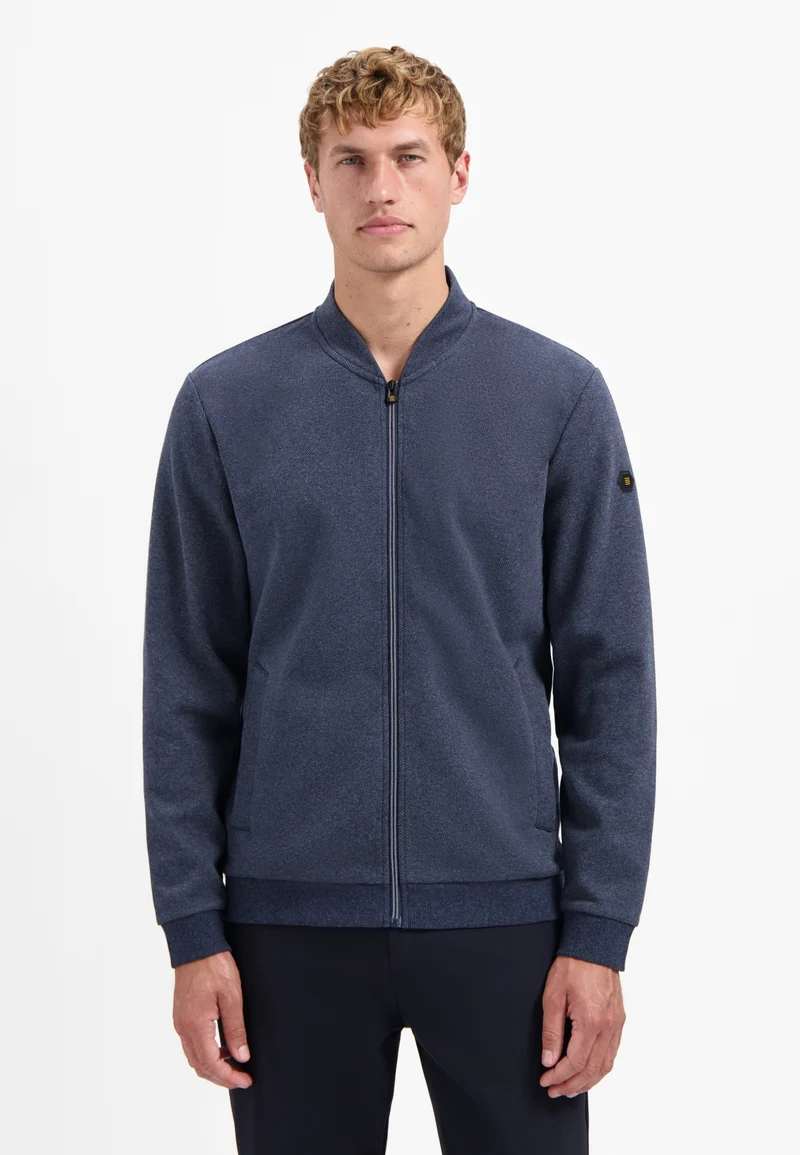 Sweater Full zip College Collar Twill Relief, Night