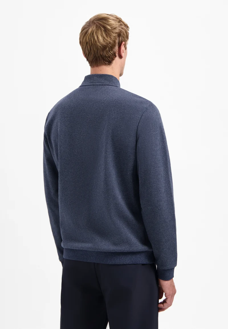 Sweater Full zip College Collar Twill Relief, Night