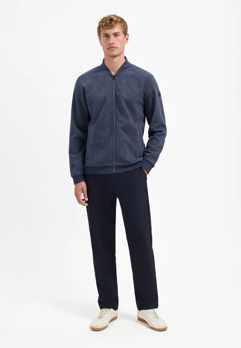 Sweater Full zip College Collar Twill Relief, Night