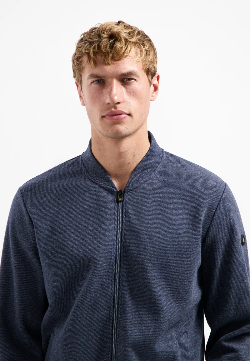 Sweater Full zip College Collar Twill Relief, Night