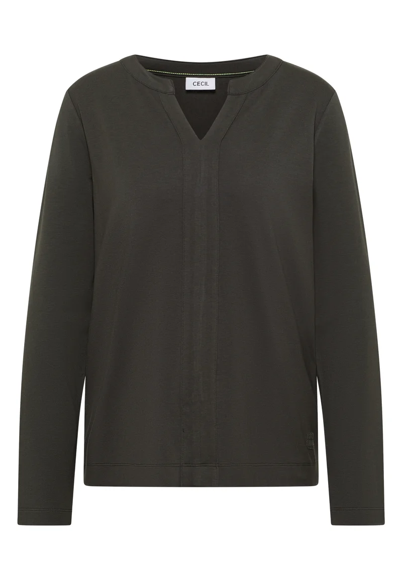 Solid Tunic With Placket, raw khaki