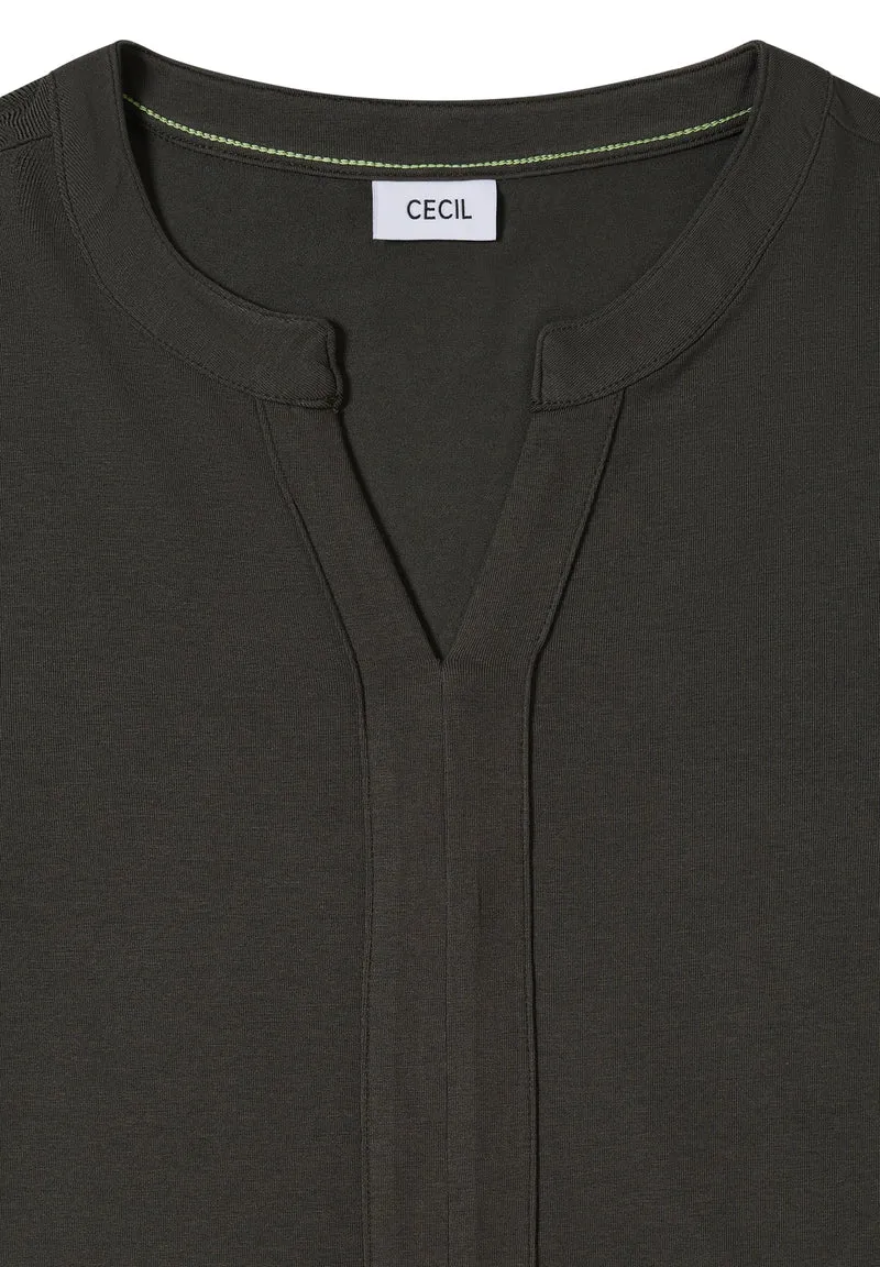 Solid Tunic With Placket, raw khaki