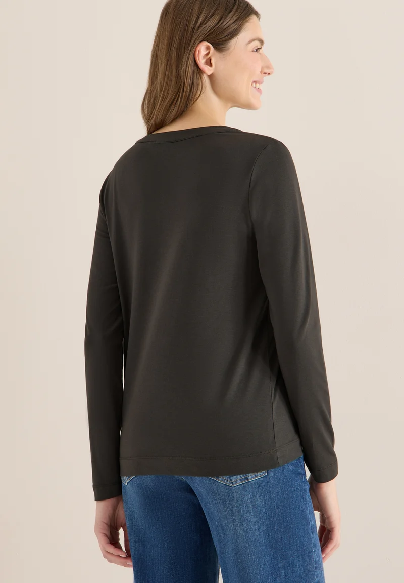 Solid Tunic With Placket, raw khaki