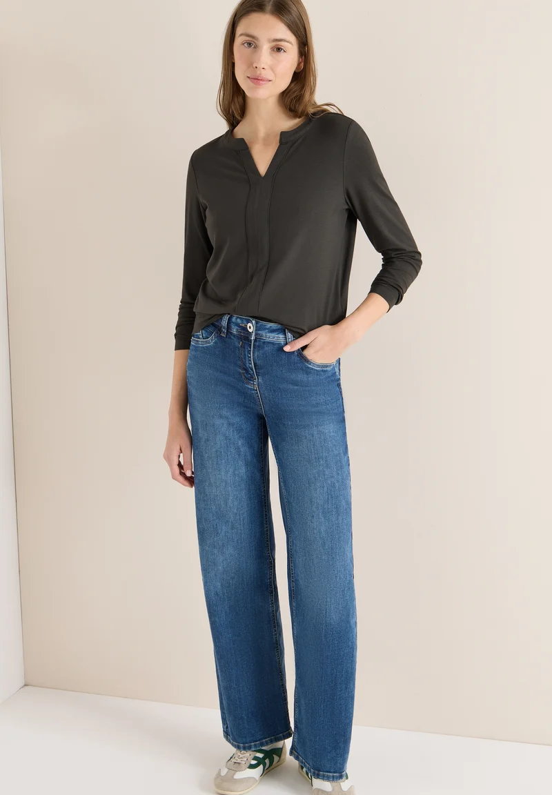 Solid Tunic With Placket, raw khaki