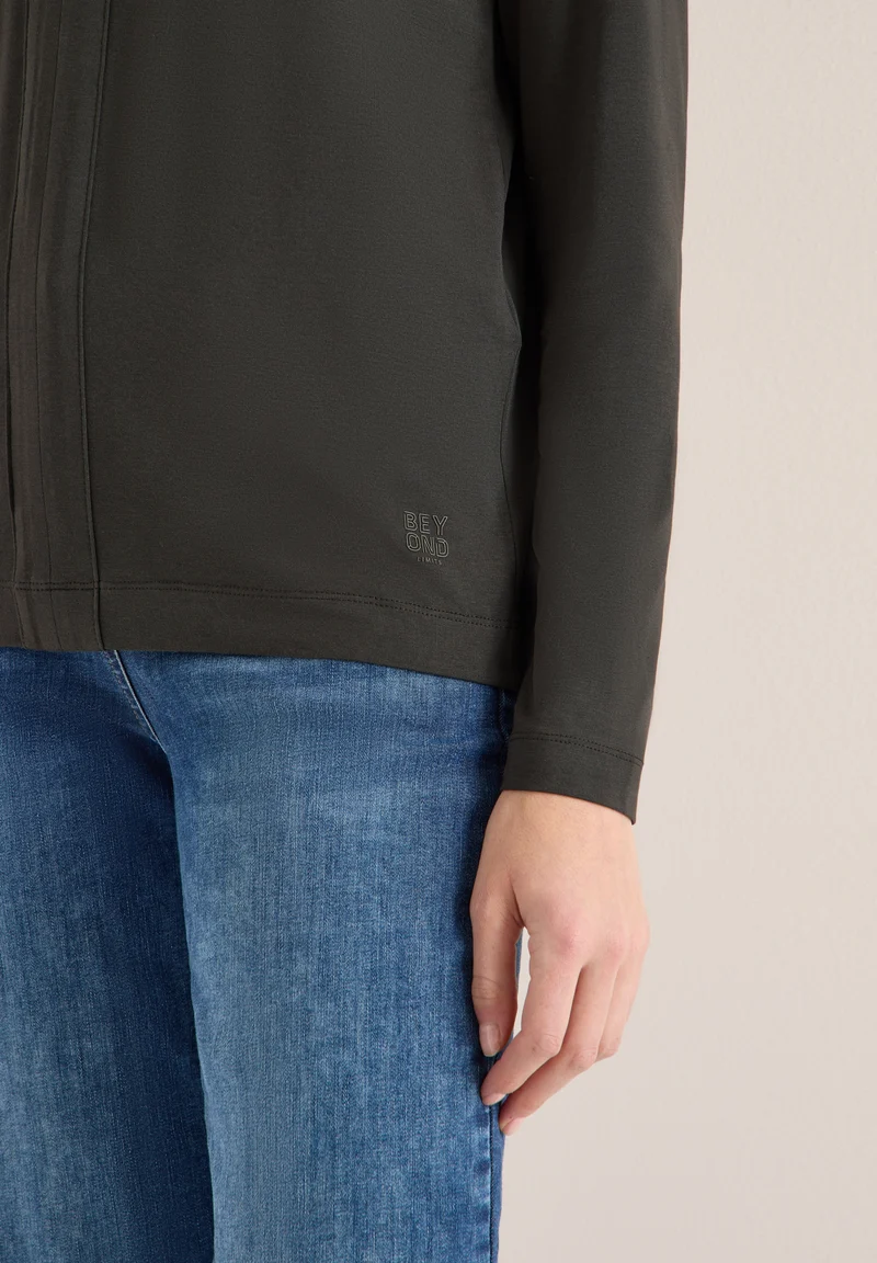 Solid Tunic With Placket, raw khaki