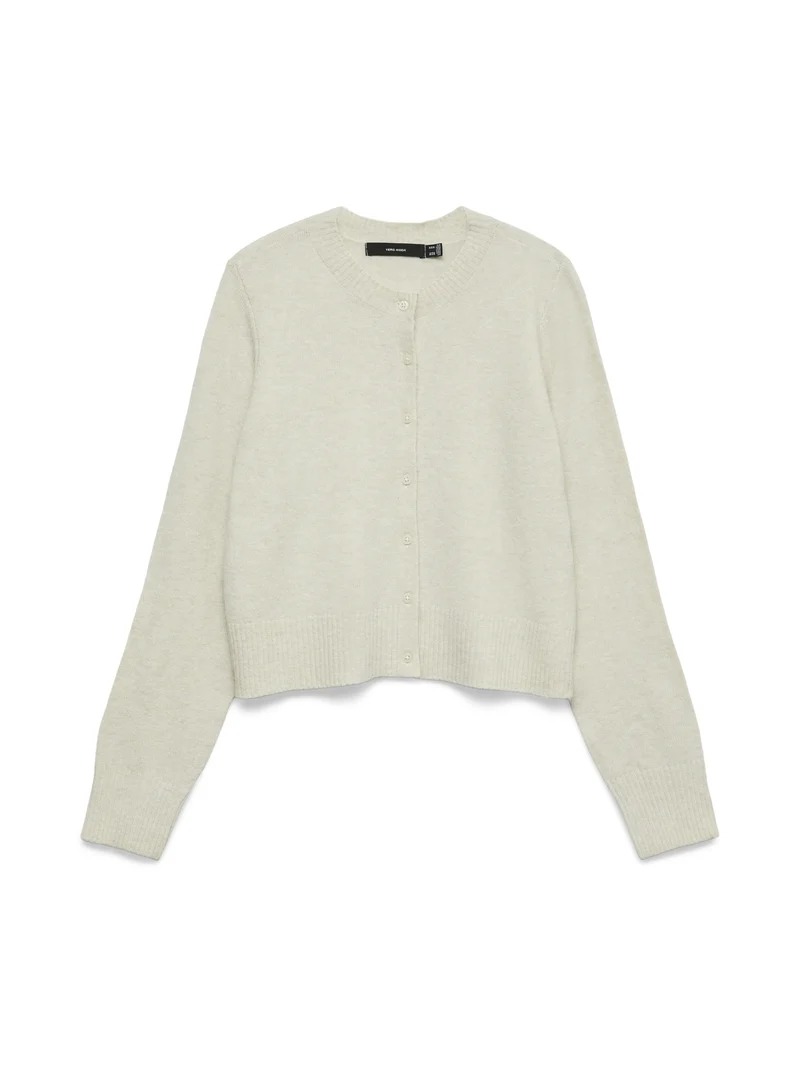 VMMACY LS O-NECK CARDIGAN, Birch/W. MELANGE + DTM BUTTON