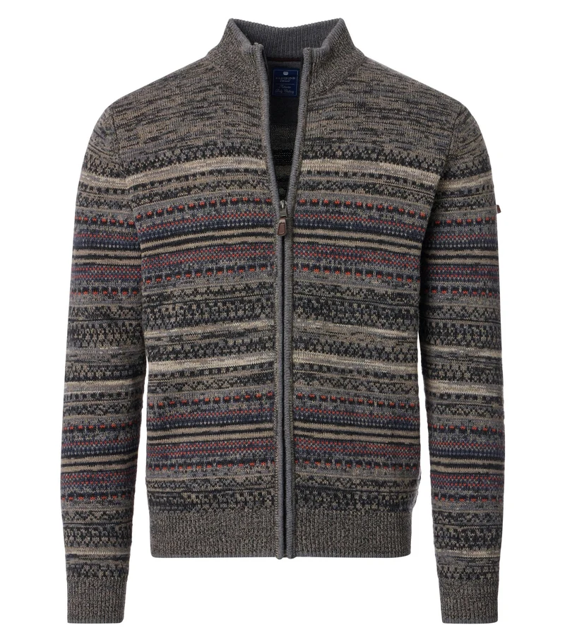 CARDIGAN JACQUARD MIT WOLLE, 303 CAMEL - BRAUN