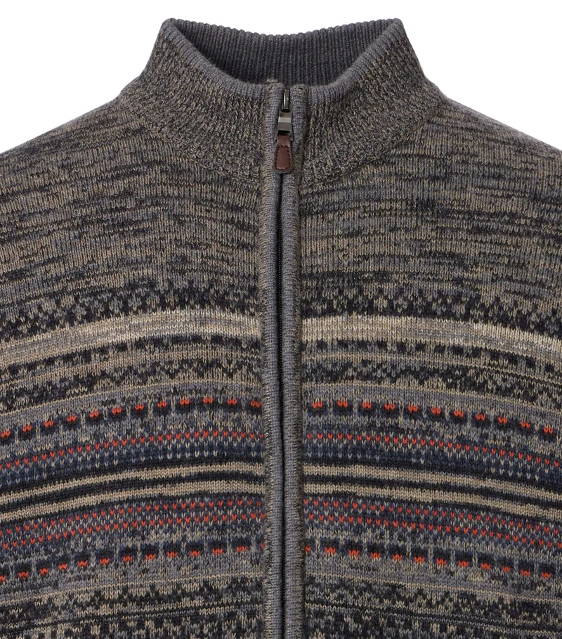 CARDIGAN JACQUARD MIT WOLLE, 303 CAMEL - BRAUN
