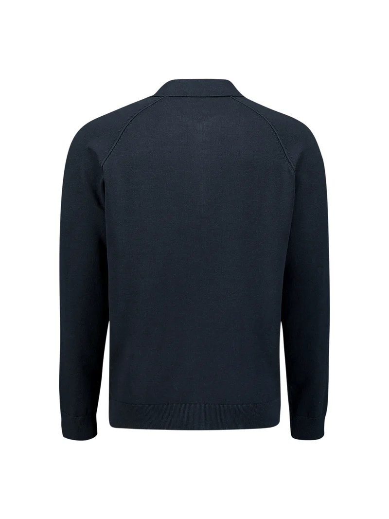 Pullover Polo Half Zip Solid, Night
